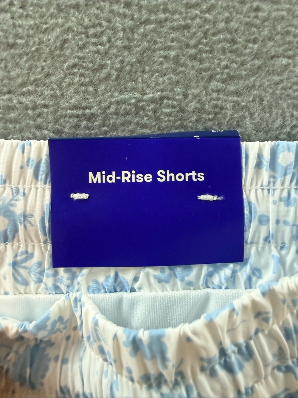 JoyLab - Light Blue Floral on White Athletic Shorts with Blue Lace Trim - Picture 8 of 11